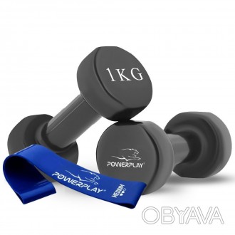 Гантели виниловые PowerPlay 2*1 кг. PP_4121 Черные (2шт. - пара)