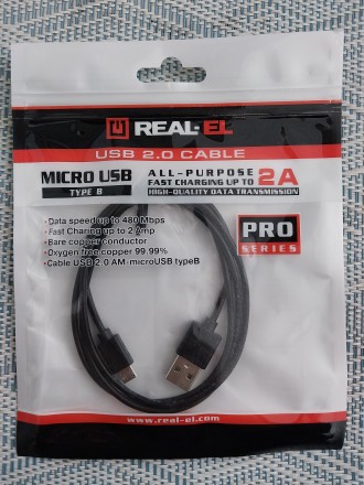 Кабель USB - micro USB type B TM REAL-EL. Харьков. фото 1 Кабель USB - micro USB type B TM REAL-EL. Харьков. фото 1