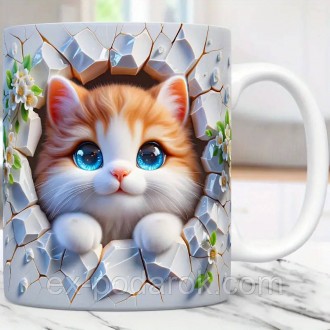 Чашка с котенком. Чашка с 3 Д эффектом. Чернигов. фото 1 Чашка с котенком. Чашка с 3 Д эффектом. Чернигов. фото 1