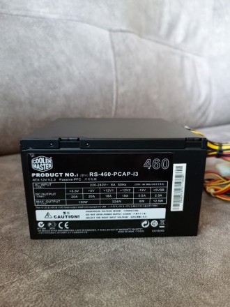 Блок живлення, питания, новий, 460 Вт Cooler Master RS-460-PCAP-I3. Запорожье. фото 1 Блок живлення, питания, новий, 460 Вт Cooler Master RS-460-PCAP-I3. Запорожье. фото 1