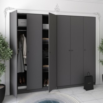 Комплект шкафов для одежды Doros Промо (2 шт.) 270х48х204 см Графит (DRS-011217). Днепр. фото 1 Комплект шкафов для одежды Doros Промо (2 шт.) 270х48х204 см Графит (DRS-011217). Днепр. фото 1