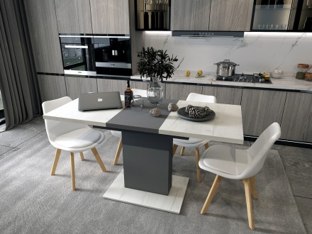 Стол в кухню Doros Бостон 150х70х79 см Дуб крафт белый/Графит (DRS-011398). Днепр. фото 1 Стол в кухню Doros Бостон 150х70х79 см Дуб крафт белый/Графит (DRS-011398). Днепр. фото 1