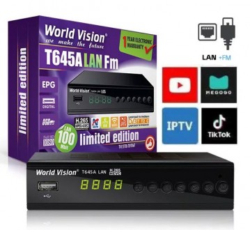 Тюнер т2 World Vision Т645A LAN FM VideoCast 300 IPTV. Дніпро. фото 1 Тюнер т2 World Vision Т645A LAN FM VideoCast 300 IPTV. Дніпро. фото 1
