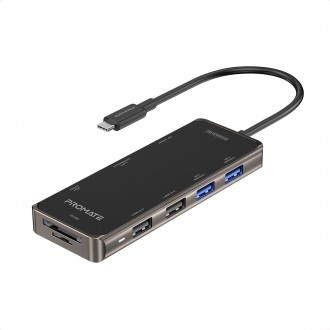 Концентратор USB Promate PrimeHub USB-C Grey (primehub-go.grey). Киев. фото 1 Концентратор USB Promate PrimeHub USB-C Grey (primehub-go.grey). Киев. фото 1