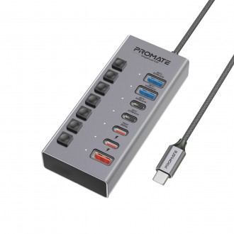 Концентратор USB Type-C Promate Gegahub-10G 7 in 1 Grey (gegahub-10g). Киев. фото 1 Концентратор USB Type-C Promate Gegahub-10G 7 in 1 Grey (gegahub-10g). Киев. фото 1