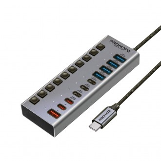 Концентратор USB Type-C Promate Gegahub-5G 10 in 1 Grey (gegahub-5g). Киев. фото 1 Концентратор USB Type-C Promate Gegahub-5G 10 in 1 Grey (gegahub-5g). Киев. фото 1