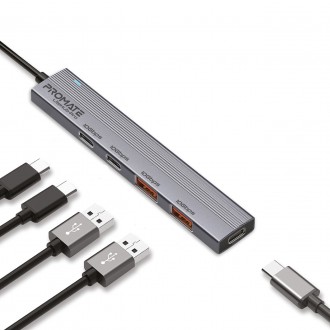 Концентратор USB Type-C Promate LiteHub-Pro 4 in 1 Grey (litehub-pro). Киев. фото 1 Концентратор USB Type-C Promate LiteHub-Pro 4 in 1 Grey (litehub-pro). Киев. фото 1