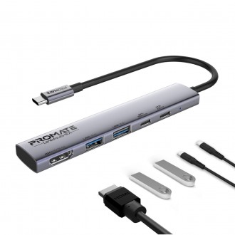 Концентратор USB Type-C Promate LinkHub-5x 5 in 1 Grey (linkhub-5x). Киев. фото 1 Концентратор USB Type-C Promate LinkHub-5x 5 in 1 Grey (linkhub-5x). Киев. фото 1