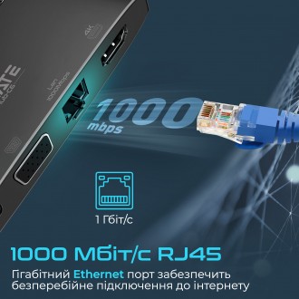 Концентратор USB Type-C Promate MediaHub-C6 6 in 1 Black (mediahub-c6.black). . фото 7
