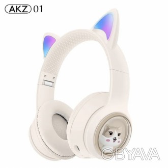 Беспроводные Bluetooth наушники с светящимися кошачьими LED ушками AKZ-01 52645