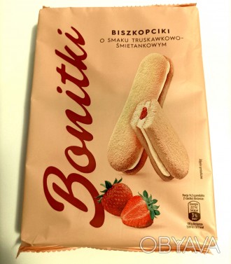 Печиво пісочне Сендвіч Biedronka Bonitki Biszkopciki Truskawkowe Боніткі Палочки