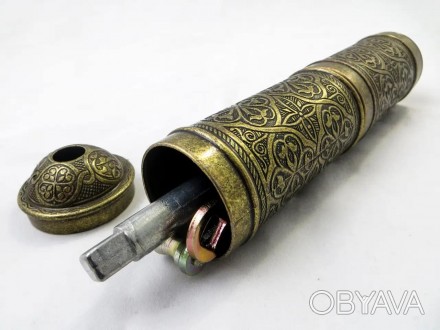 Ручная кофемолка для турки, латунная, прямая,с металлическими жерновами и регули