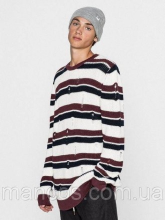 Мужской джемпер Pull&Bear цвет бело черно коричневый в полоску Размер L (48). Кривой Рог. фото 1 Мужской джемпер Pull&Bear цвет бело черно коричневый в полоску Размер L (48). Кривой Рог. фото 1