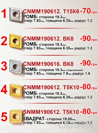 CNMM190612. Ромб Т5К10. пластини ВК8 ромб 19мм