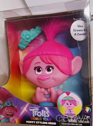 Манекен троль Трояндочка голова для зачісок Trolls Poppy Styling Head