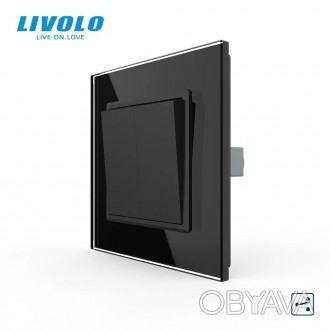 Двухклавишный проходной выключатель Livolo Черный
