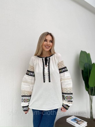 Вышитая рубашка на завязках с яркими акцентными рукавчиками и декорированная мак. Николаев. фото 1 Вышитая рубашка на завязках с яркими акцентными рукавчиками и декорированная мак. Николаев. фото 1