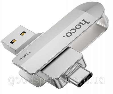 Флешка HOCO UD10 USB3.0 Type-C OTG 128GB, серебристая. Дніпро. фото 1 Флешка HOCO UD10 USB3.0 Type-C OTG 128GB, серебристая. Дніпро. фото 1