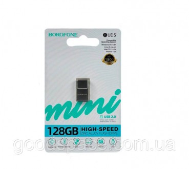 Флешка Borofone BUD5 128GB USB2.0, серебристая. Дніпро. фото 1 Флешка Borofone BUD5 128GB USB2.0, серебристая. Дніпро. фото 1