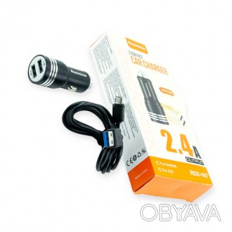 Зарядка от прикуривателя Reddax 2USB 2.4А круг черный , кабель USB - Micro USB