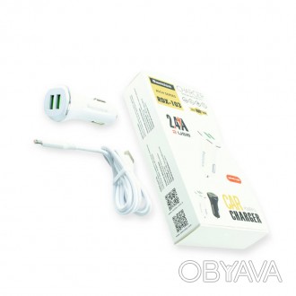 Зарядка от прикуривателя Reddax 2USB 2.4А прямоугол. белый , кабель USB - Micro