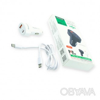 Зарядка от прикуривателя Reddax USB , Type C 3.0А белый, кабель Type-C - Type-