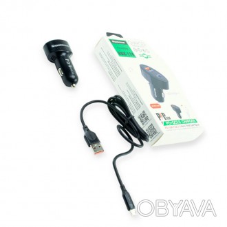 Зарядка от прикуривателя Reddax USB , Type C 3.0А чорный, кабель USB - Micro U