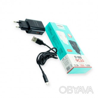 Зарядка от cети 220В на USB 2.1A , кабель USB - Micro USB, черная