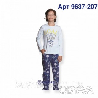 Детская теплая пижама для мальчика Baykar Арт. 9637-207 Голубой 128-134 см