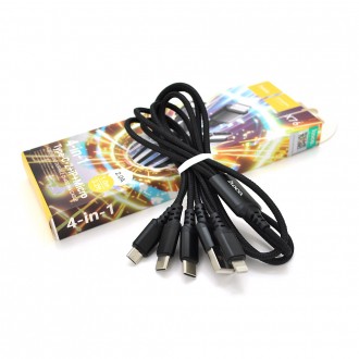 Кабель HOCO X76 USB-1 4 in 1 Micro / Iphone / 2*Type-C, 2A, длина 1м, Black, Box. Днепр. фото 1 Кабель HOCO X76 USB-1 4 in 1 Micro / Iphone / 2*Type-C, 2A, длина 1м, Black, Box. Днепр. фото 1