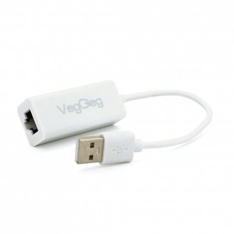 Контролер USB 2.0 to Ethernet VEGGIEG - Мережевий адаптер 10 / 100Mbps з проводом, RTL-8152B, White,. Дніпро. фото 1 Контролер USB 2.0 to Ethernet VEGGIEG - Мережевий адаптер 10 / 100Mbps з проводом, RTL-8152B, White,. Дніпро. фото 1