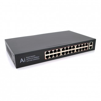 POE коммутатор Merlion 24 POE 10/100 + 2 RJ45 10/100/1000+ встроенный блок питан. Днепр. фото 1 POE коммутатор Merlion 24 POE 10/100 + 2 RJ45 10/100/1000+ встроенный блок питан. Днепр. фото 1