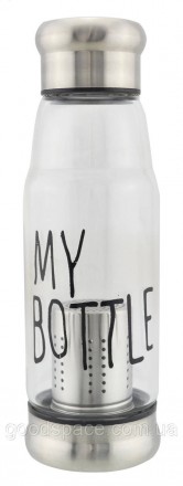 Стеклянная бутылка My Bottle 420 мл с ситечком для заварки Темно-синий Серебряны. Дніпро. фото 1 Стеклянная бутылка My Bottle 420 мл с ситечком для заварки Темно-синий Серебряны. Дніпро. фото 1