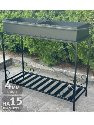 Мангал с дровницей на 15 шампуров, толщина стали 4 мм (Черный). Киев. фото 1 Мангал с дровницей на 15 шампуров, толщина стали 4 мм (Черный). Киев. фото 1