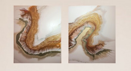 Бурштинове сяйво акрил, в техніці Fluid Art- - діптіх. Одесса. фото 1 Бурштинове сяйво акрил, в техніці Fluid Art- - діптіх. Одесса. фото 1