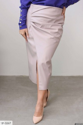 Юбка женская классическая деловая ниже колен миди с разрезом на ноге из эко кожи. Одесса. фото 1