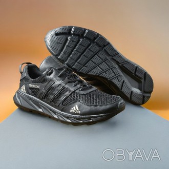 Кроссовки мужские Adidas Climaсool Black кожа-сетка 44