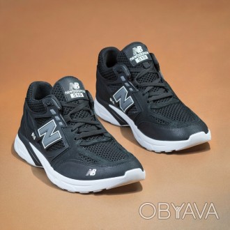 Кроссовки мужские New Balance Black кожа-сетка 40