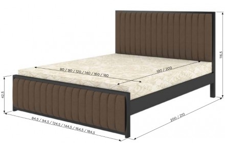 Кровать двуспальная деревянная с мягким изголовьем Видень Мебигранд купить в Оде. Одесса. фото 1