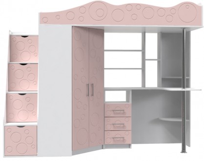 Кровать-чердак ДС37А (белый/розовый) Бинки Binky Арт ин Хед купить в Одессе, Укр. Одесса. фото 1