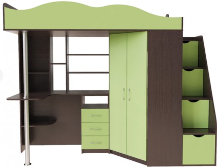 Кровать-чердак ДС37А (венге/лайм) Бинки Binky Арт ин Хед купить в Одессе, Украин. Одесса. фото 1