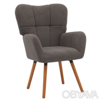 Мягкое кресло Флор, ткань букле тедди серая