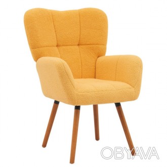 Мягкое кресло Флор, ткань букле тедди желтая