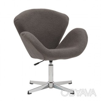 Кресло мягкое Сван, ткань букле тедди серая