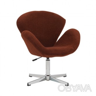 Кресло мягкое Сван, ткань букле тедди коричневая