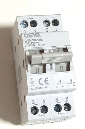 Переключатель ввода резерва 63A 2P 240/415V AC 50/60Hz, I-0-II трехпозиционный,. Днепр. фото 1 Переключатель ввода резерва 63A 2P 240/415V AC 50/60Hz, I-0-II трехпозиционный,. Днепр. фото 1
