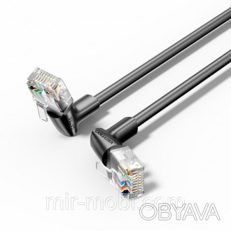 Патч-корд Vention CAT6 UTP Ethernet, 2 м Black, rj-45 - rj-45, 8 жил, 360°, обер