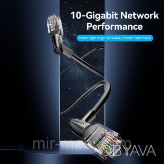 Патч-корд Vention CAT6 UTP Ethernet, 3 м Black, rj-45 - rj-45, 8 жил, 360°, обер, фото 2