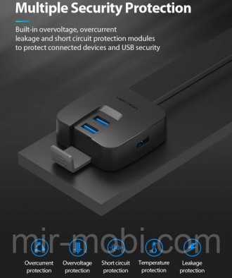 USB-хаб Vention 4-Port USB 3.0 дозволяє збільшити кількість USB роз'ємів на вашо. . фото 11