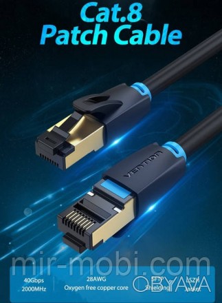 Патч-корд Vention CAT 8 SFTP Ethernet, 0.5 m, Black, rj-45 - rj-45, 8 жил (IKABD, фото 2